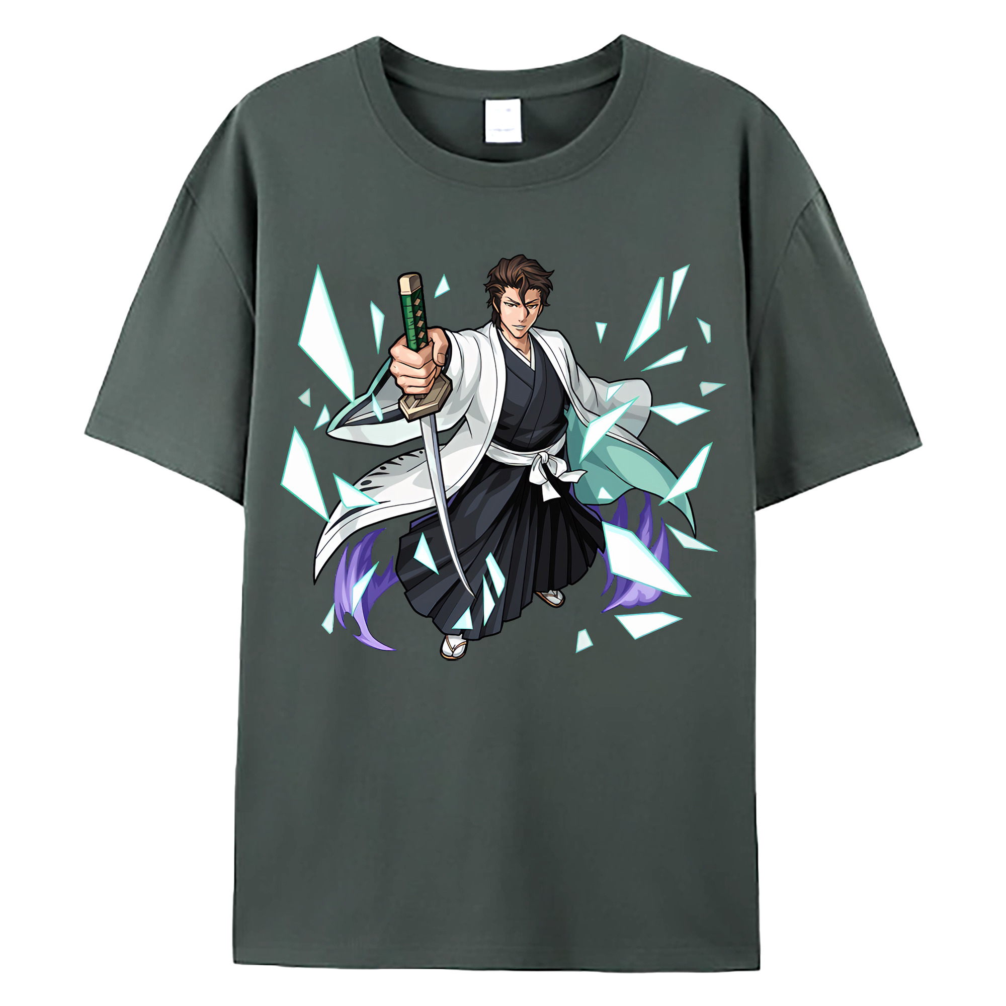 （画像用） ブリーチ 藍染 惣右介（あいぜん そうすけ） BLEACH Aizen Sousuke 綿100％ メンズ半袖Tシャツ｜肌触りやわらか＆通気性